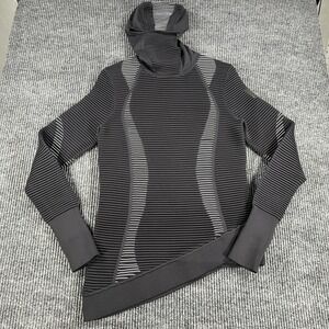 Under Armour Hoodie Womens Medium Gray Intelli-Knit Ribbed Pullover Thumbholes
